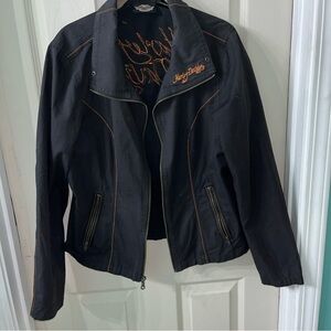 Harley-Davidson Black Bomber Jacket with Orange Details